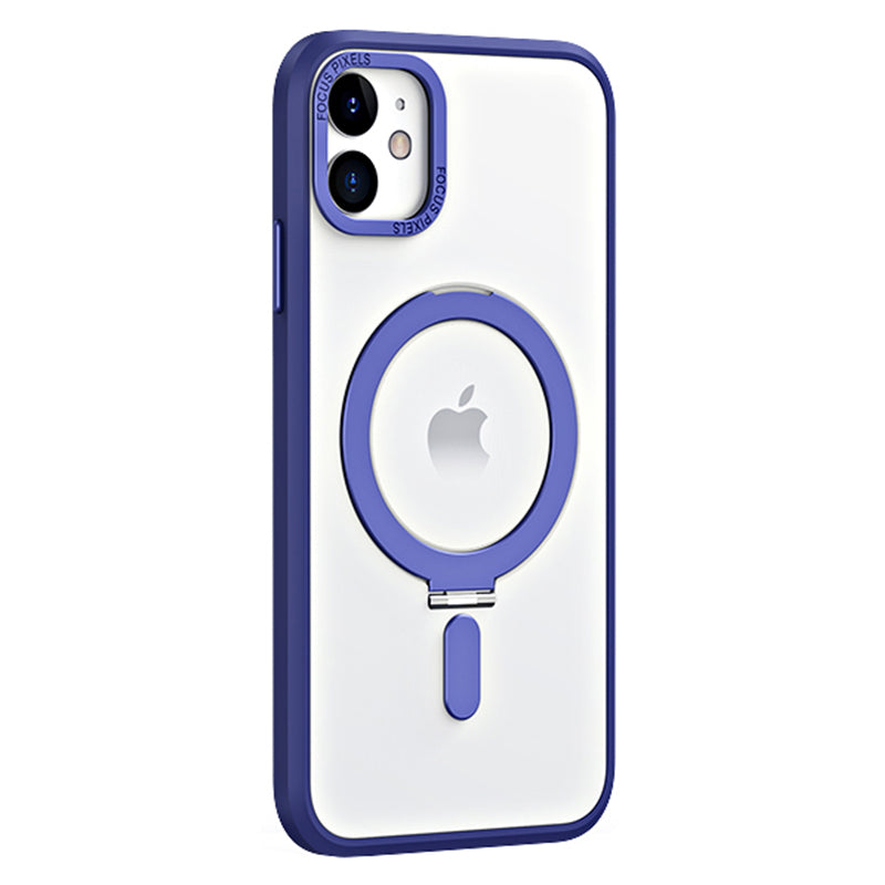 For iPhone 11 6.1 inch Skin-touch Phone Case Compatible with MagSafe Shock-absorbing Electroplating Camera Frame Design PC TPU Kickstand Cover For iPhone 11 6.1 inch Skin-touch Phone Case Compatible with MagSafe Shock-absorbing Electroplating Camera Frame Design PC TPU Kickstand Cover